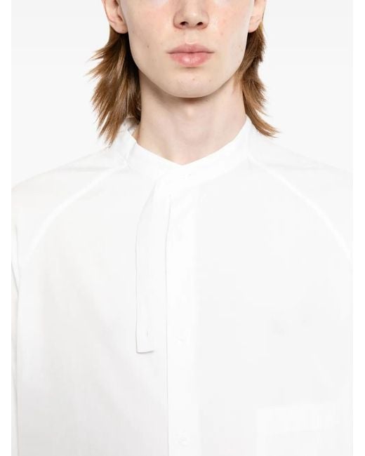 Yohji Yamamoto White Stand-Collar Long-Sleeve Shirt for men