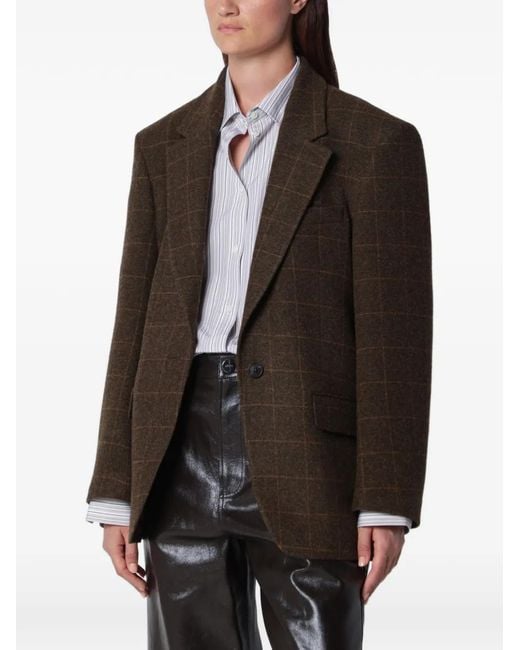 Rohe Black Oversized Checked Virgin Wool Blazer