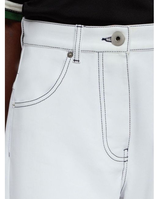 Ferragamo White Contrast-stitched Wide-leg Jeans