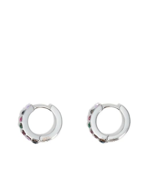 Bimba Y Lola Black Multigemstone Hoop Earrings