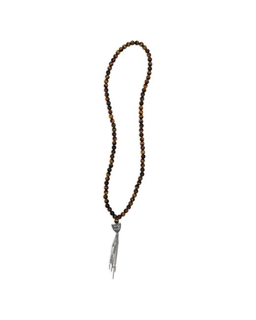 HTC Brown Mystery Shield Beaded Tassel Necklace for men