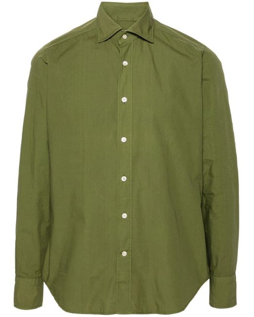 Tintoria Mattei 954 Green Cutaway-collar Cotton Shirt for men