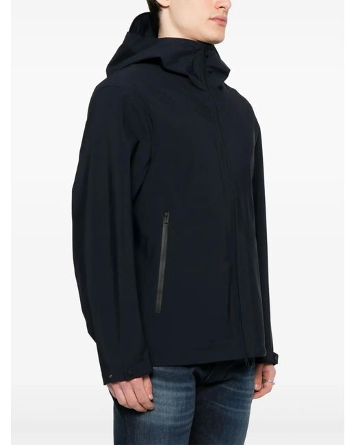 Emporio Armani Blue Nylon Hooded Jacket for men