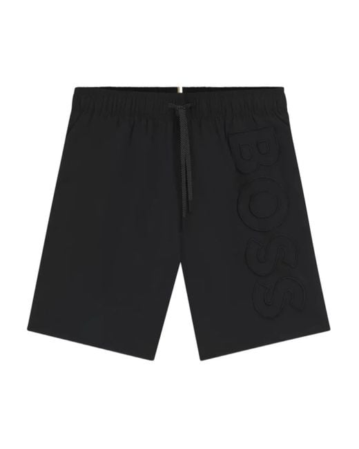 Boss Badehose Mit Logo-Prägung in Black für Herren