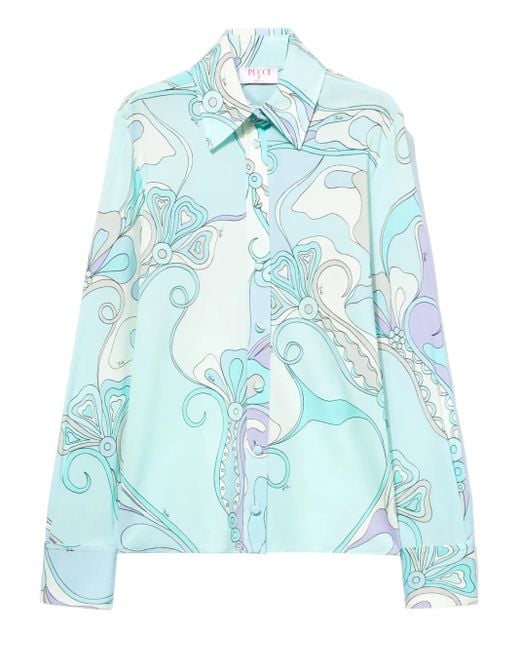 Emilio Pucci Blue Orchidee-Print Shirt
