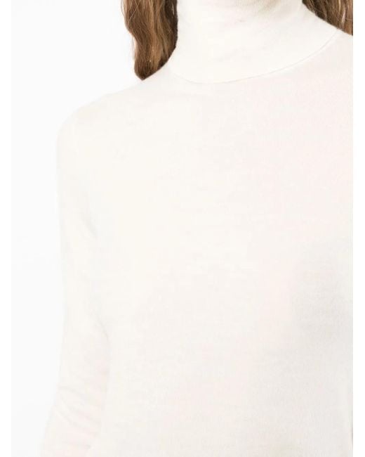 N.Peal Cashmere White Roll-Neck Cashmere Jumper