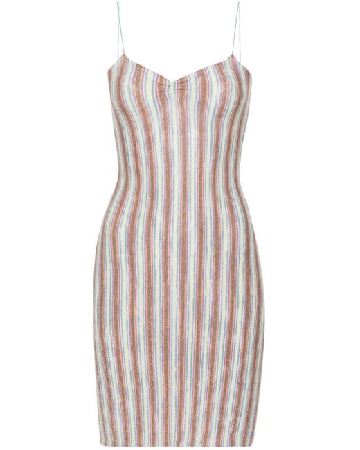 GIMAGUAS Brown Simi Strip-pattern Mini Dress