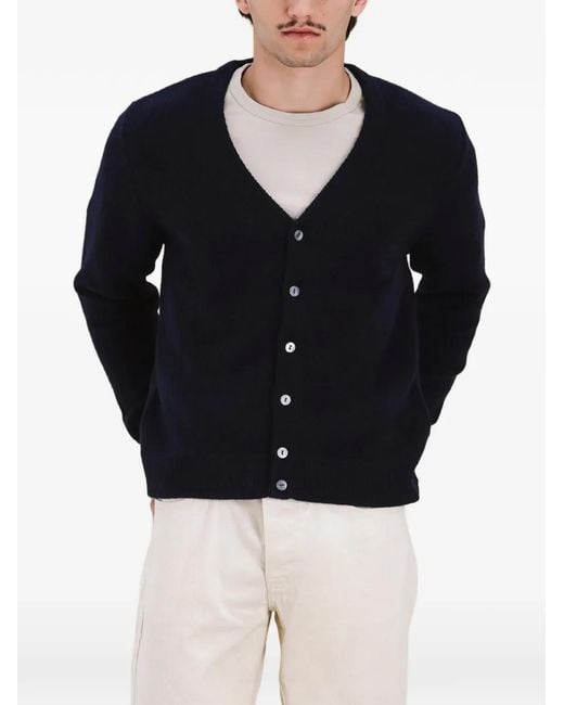 Fortela Blue V-Neck Button Cardigan for men