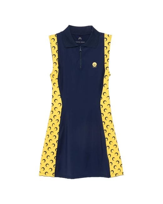 MARINE SERRE Blue Moon-Print Sleeveless Mini Dress