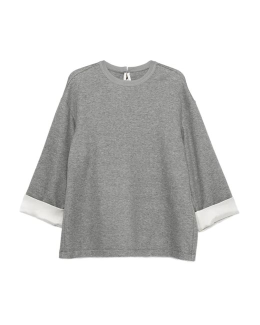 Carven Gray Contrasting-Cuff Top