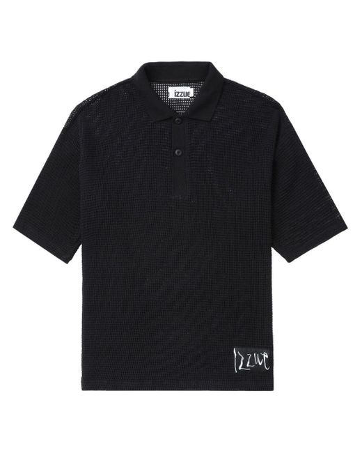 Izzue Black Open-knit Polo Shirt for men