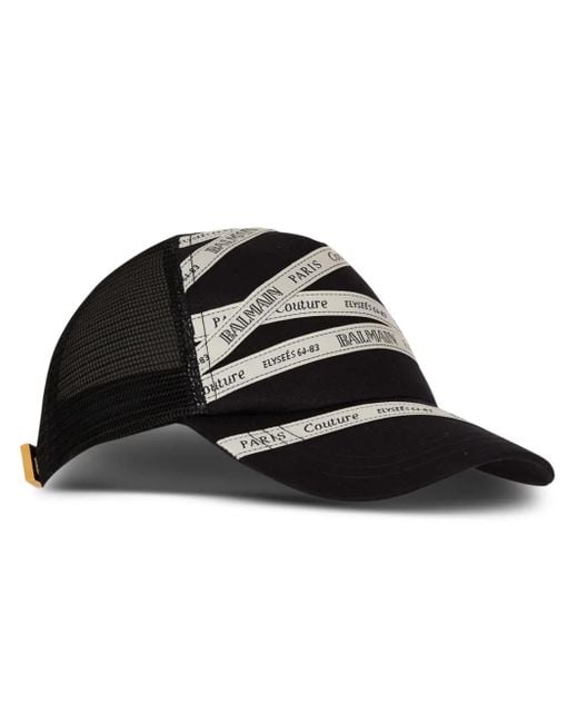 Balmain Black Logo-Print Cap