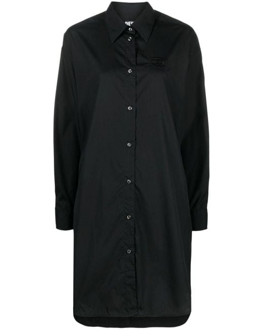 DIESEL Cotton Shirt Dress in Black | Lyst