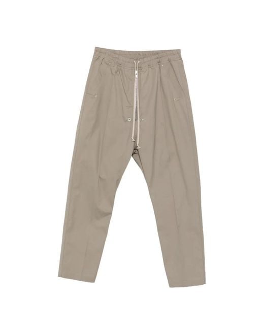 Rick Owens White Drawstring-Waist Zipped-Front Trousers for men