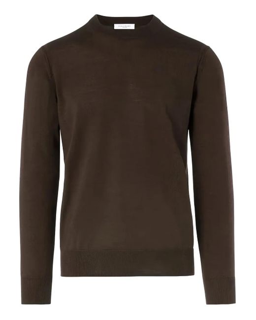 Paolo Pecora Brown Round-Neck Wool Sweater for men