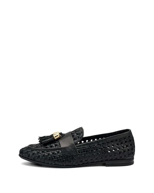 Frau White Woven Tassel Loafers
