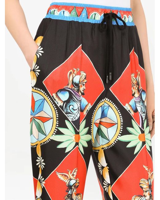 Dolce & Gabbana Red Carretto-Print Track Pants