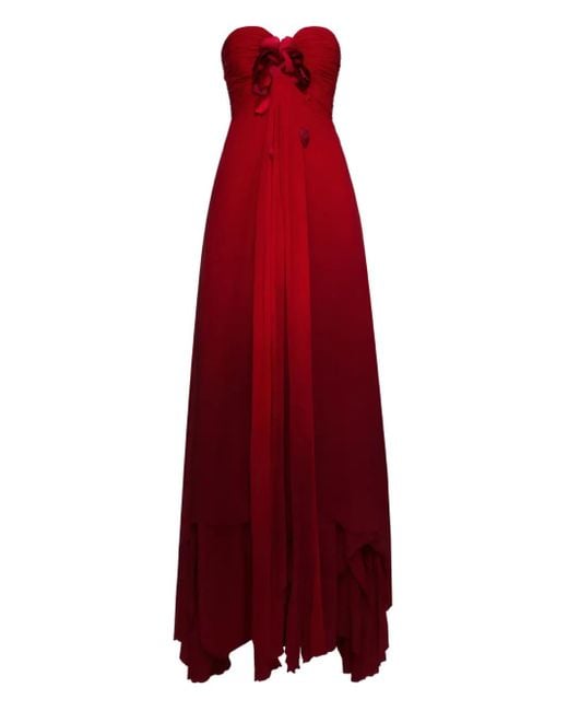 Oscar de la Renta Embroidered Silk Chiffon Gown