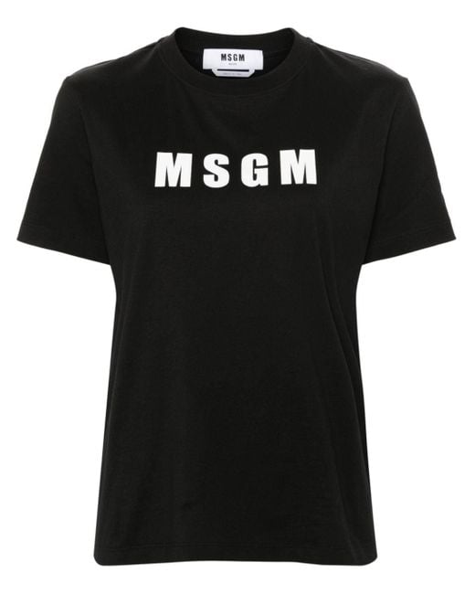 MSGM Black Logo-print Cotton T-shirt