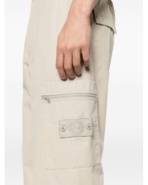 Stone Island Weite Hose mit Kompass-Patch in Natural für Herren