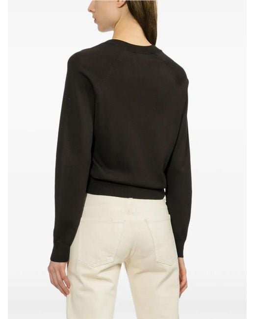 A.P.C. Black Cotton V-Neck Sweater