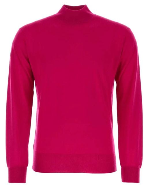 PT Torino Pink Ribbed Virgin Wool Sweater for men