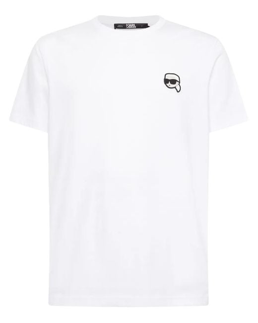 Karl Lagerfeld White Ikon-Appliqué T-Shirt for men