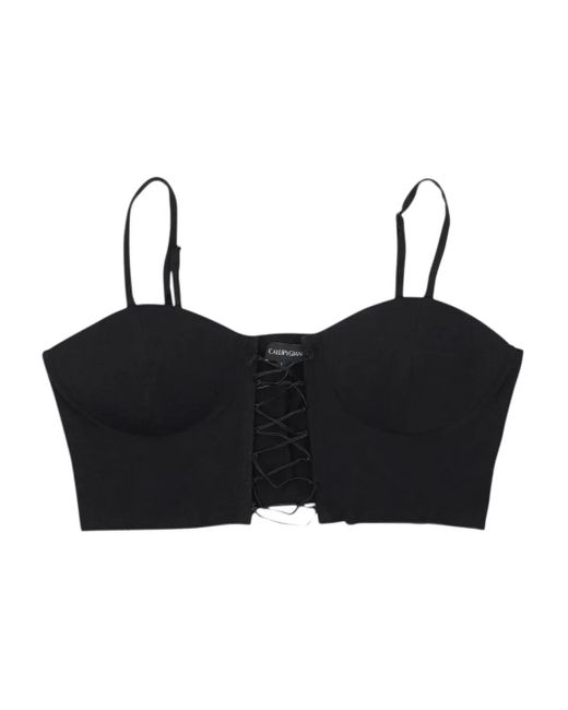 CALLIPYGIAN Black Cropped Bustier Top