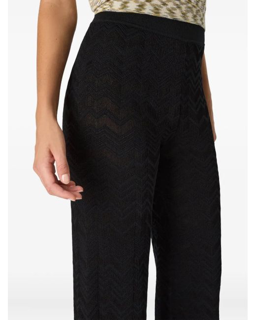 Missoni Black Chevron-Pattern Knit Trousers
