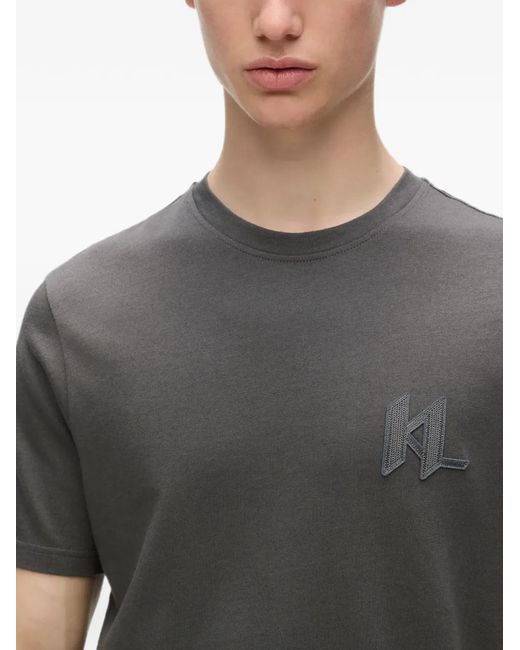 Karl Lagerfeld Black Logo-Patch T-Shirt for men