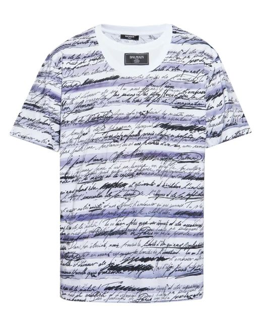Balmain Blue Love Letter T-Shirt for men