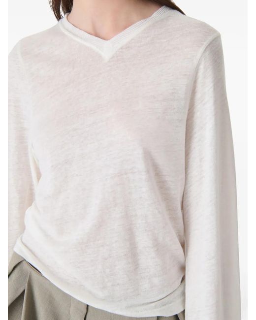 IRO White Selhy V-Neck Long-Sleeve Top