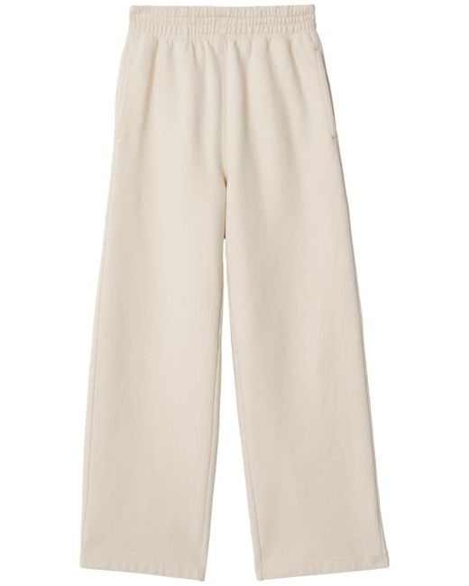 Burberry White Logo-embroidered Cotton Track Pants