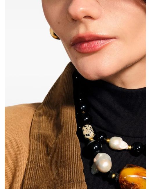 Elle Macpherson Black Beaded Pearl Necklace