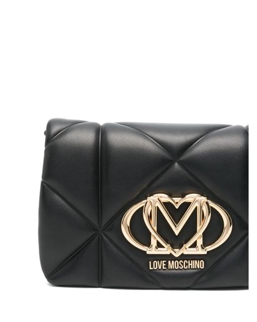 Borsa A Tracolla Con Placca Logo di Love Moschino in Black