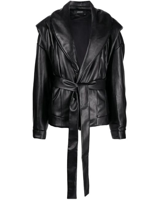 Anouki Black Faux-Leather Padded Jacket