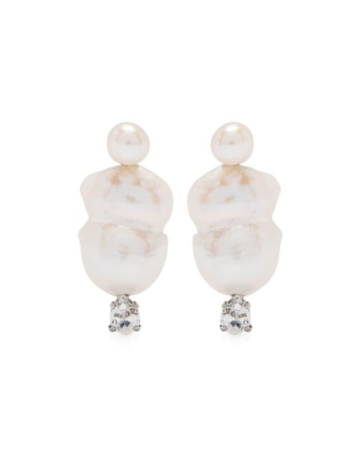 Boucles d'oreilles pendantes à perles Simone Rocha en coloris White