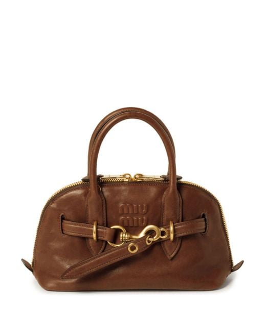 Miu Miu Brown Aventure Leather Tote Bag