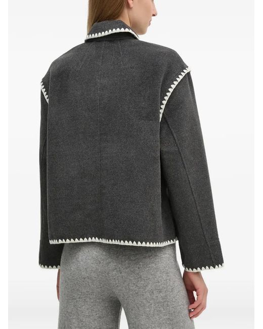 Ouí Black Contrast-Trim Button Jacket