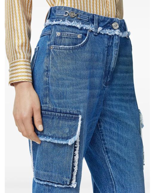Versace Blue Frayed Cargo Jeans