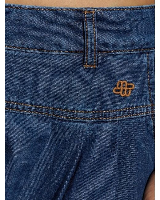 Munthe Blue Pleated Wide-Leg Jeans