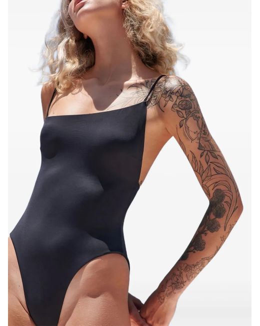 Haight Black Asymmetric-Strap Swimsuit