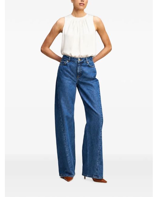 Cinq À Sept White Peia Pleated Sleeveless Blouse