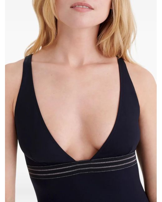 Eres Black Sillage Plunge-Neck Swimsuit