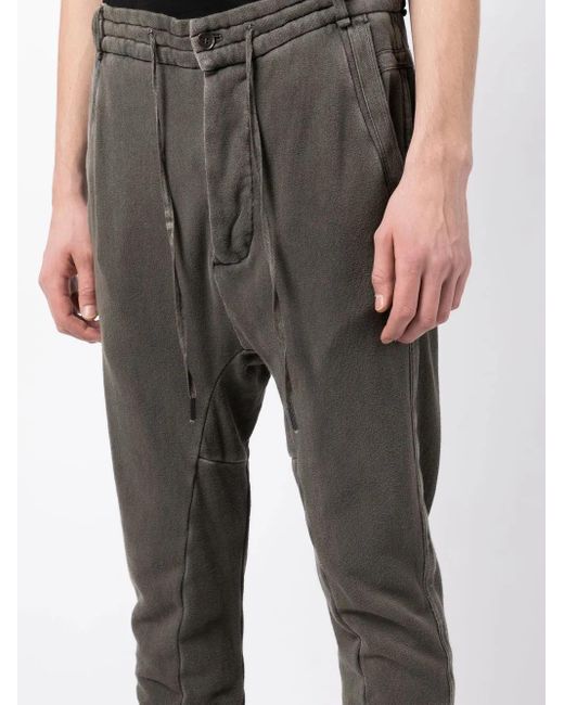 Masnada Gray Drawstring-Waist Drop-Crotch Trousers for men
