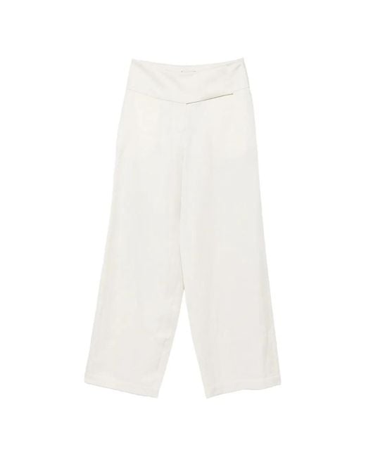 Alysi White Wide-Leg Trousers
