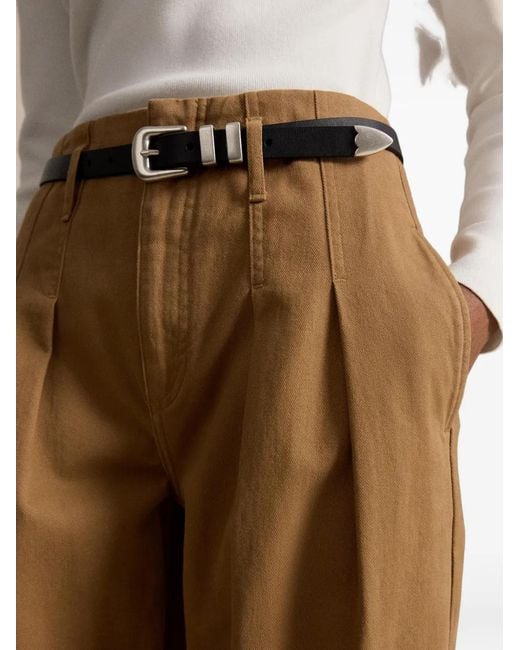 Polo Ralph Lauren Natural Pleated Wide-Leg Trousers