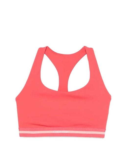Calvin Klein Pink Racerback Striped Performance Top
