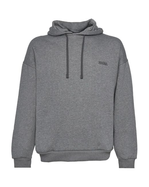 Zegna Gray Long-Sleeve Hoodie for men