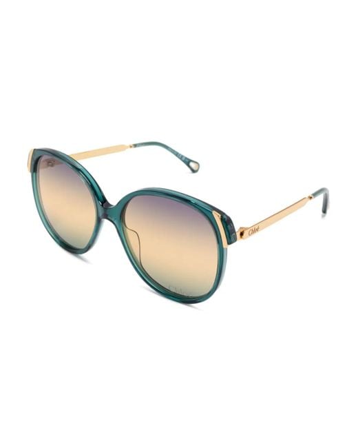 Chloé Green Round-Frame Sunglasses